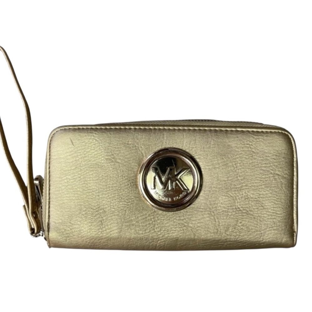 MK Michael Kors Metallic Gold Wristlet Wallet